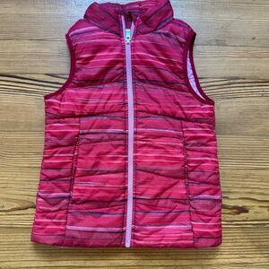 Nike red pink striped full zip puffer‎ vest SIZE 6